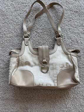 Etienne Aigner Beige Logo-Print Shoulder Bag